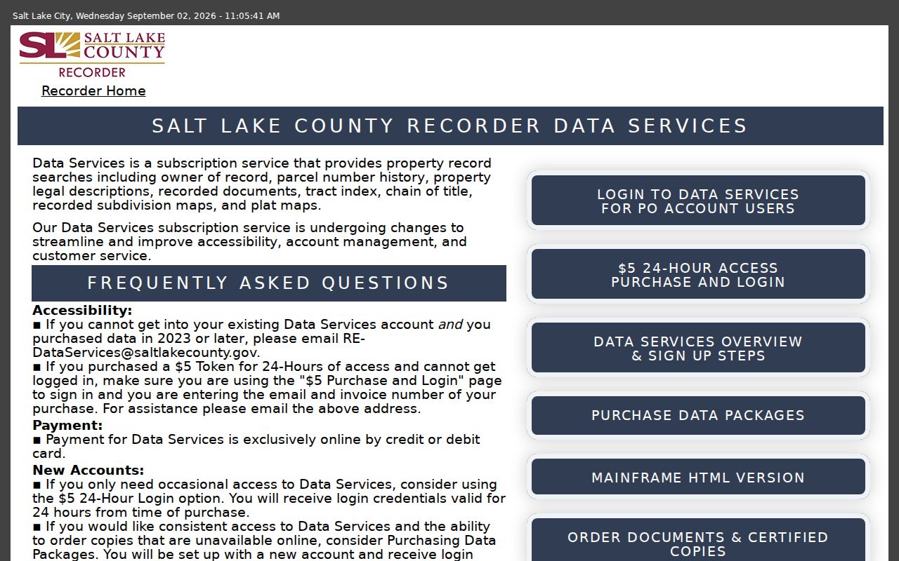 Salt Lake County Recorder Data Services for Murray property records