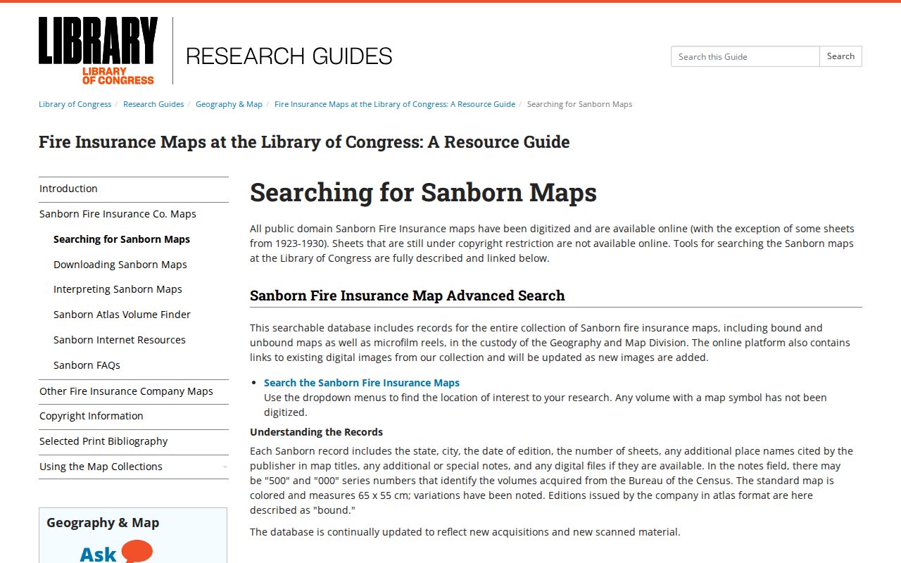 Library of Congress Sanborn map search for Murray history