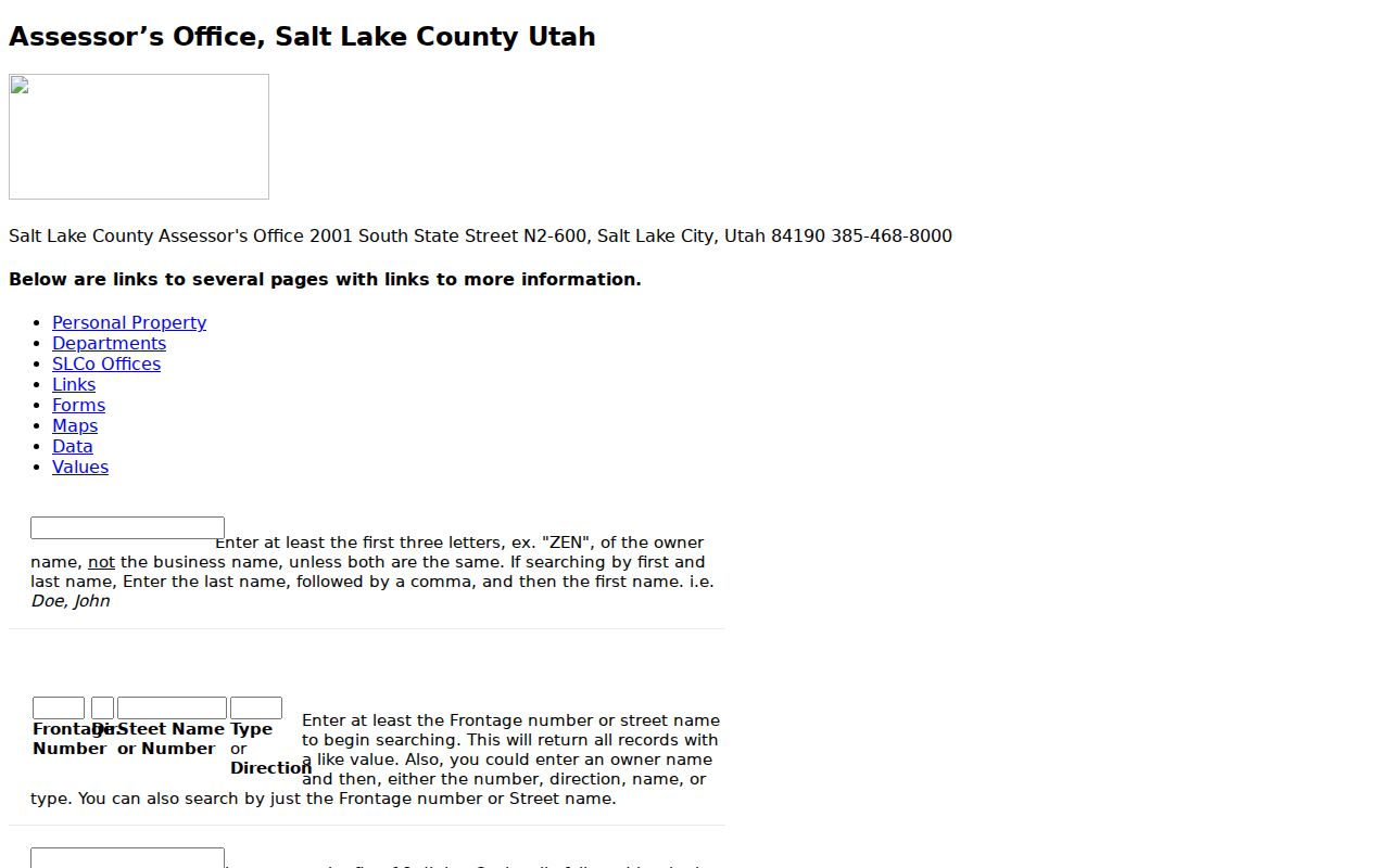 Salt Lake County advanced Murray street and parcel query